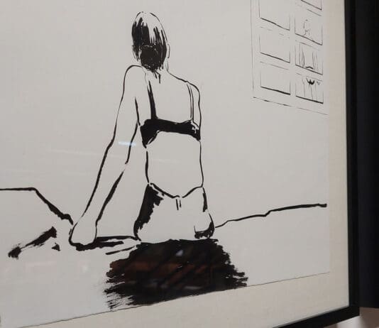 Esta reúne um conjunto de trabalhos de desenho, ilustração, pintura e lino gravura