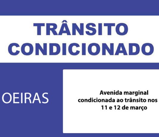 Avenida marginal condicionada ao trânsito nos dias 11 e 12 de março